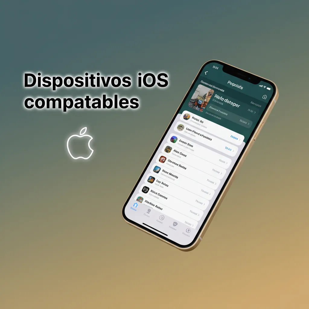 Dispositivos iOS compatibles: iPhone 8–15, SE 2.ª/3.ª, iPad 7.ª–10.ª, Air 3.ª–5.ª, iPad mini 5.ª, iPod touch 7.ª; iOS 13+