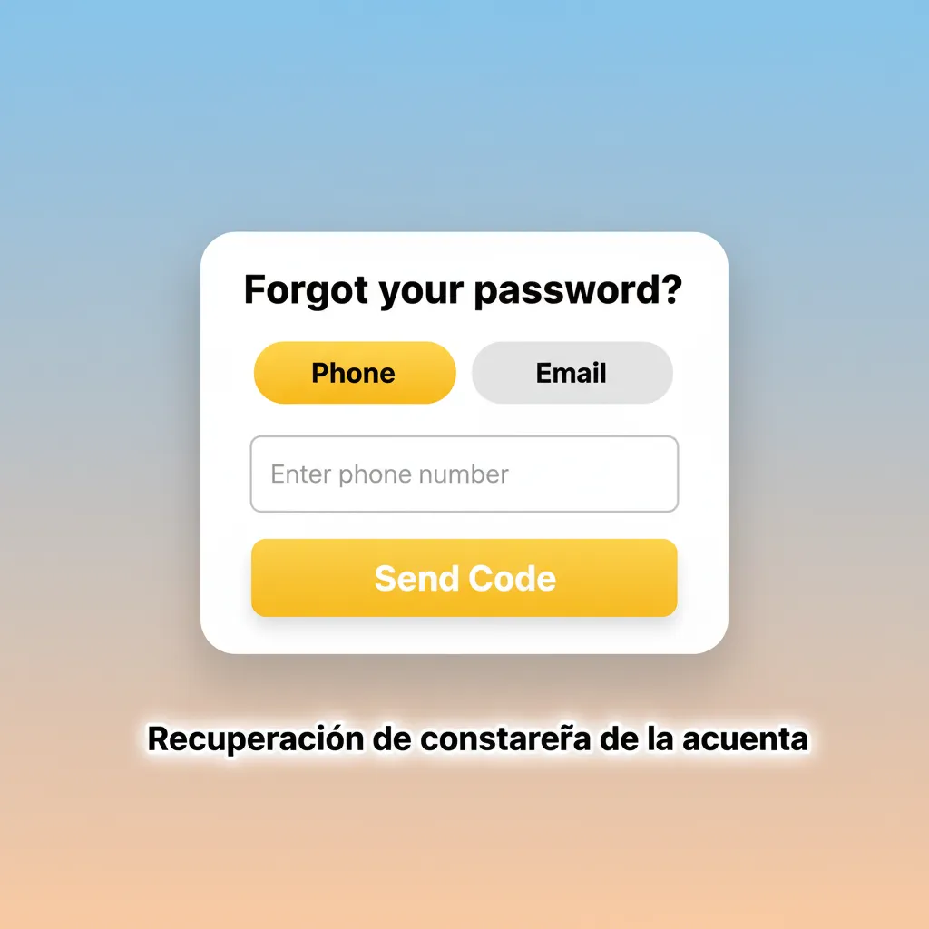 Opción '¿Olvidaste tu contraseña?' en móvil y laptop, pasos: email/SMS, verificación y creación de nueva clave.