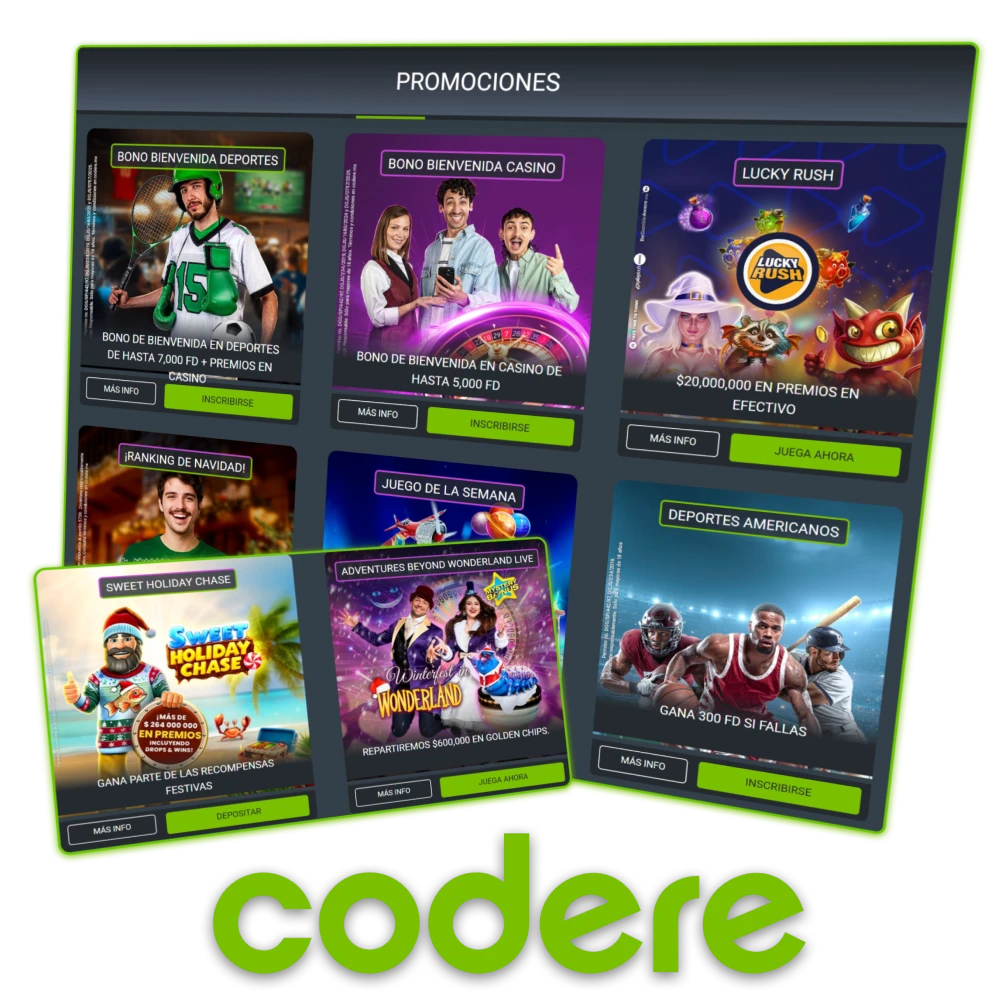 Explora bonos y promociones disponibles en el sitio oficial de Codere Casino México.