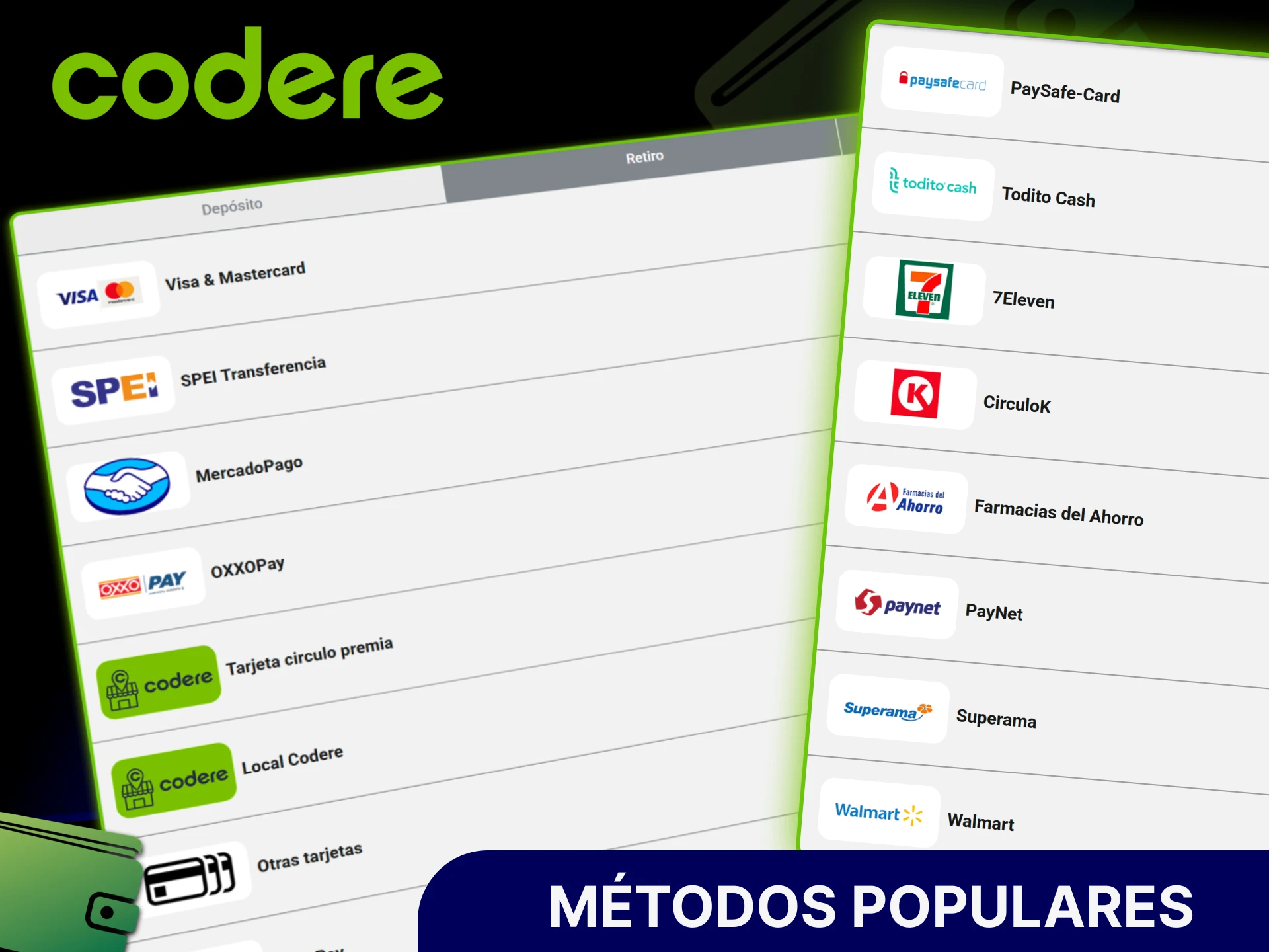 Conoce los métodos de depósito populares en el sitio oficial de Codere Casino.