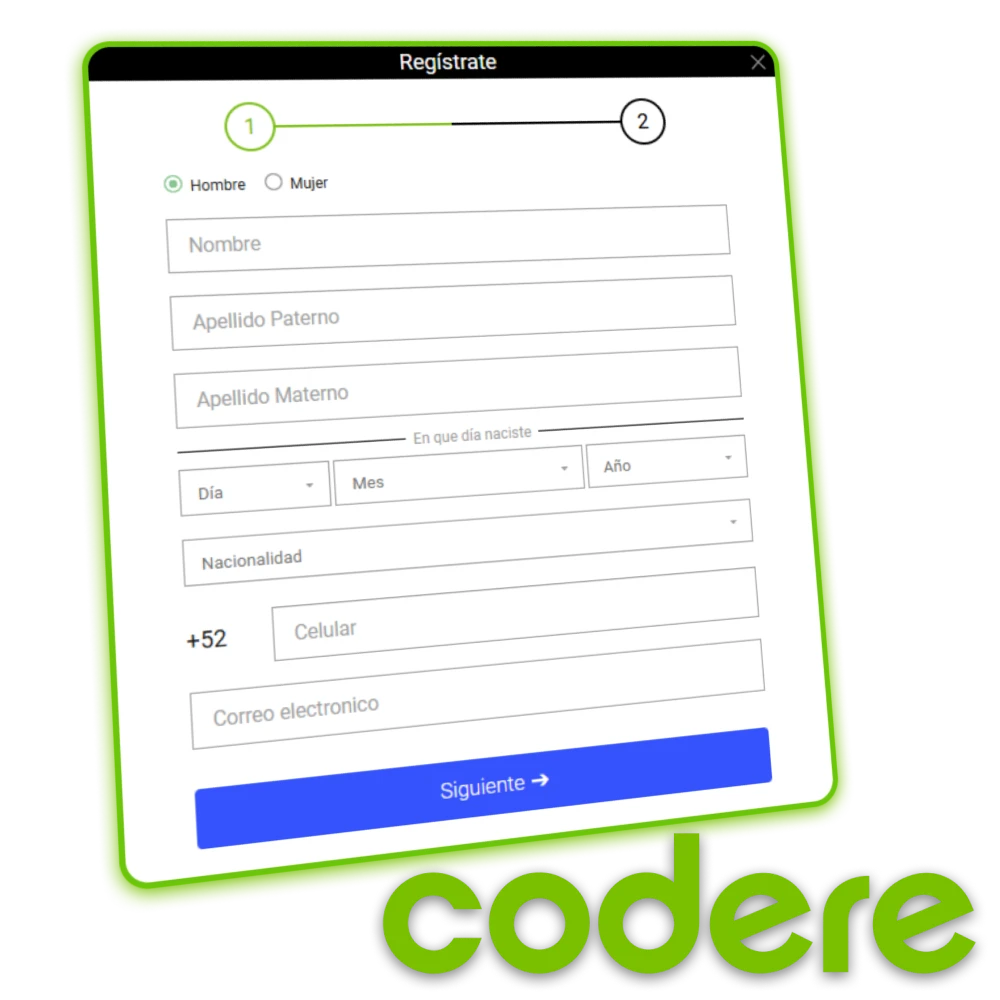 Proceso de registro inicio de sesión y verificación en el sitio oficial Codere Casino.