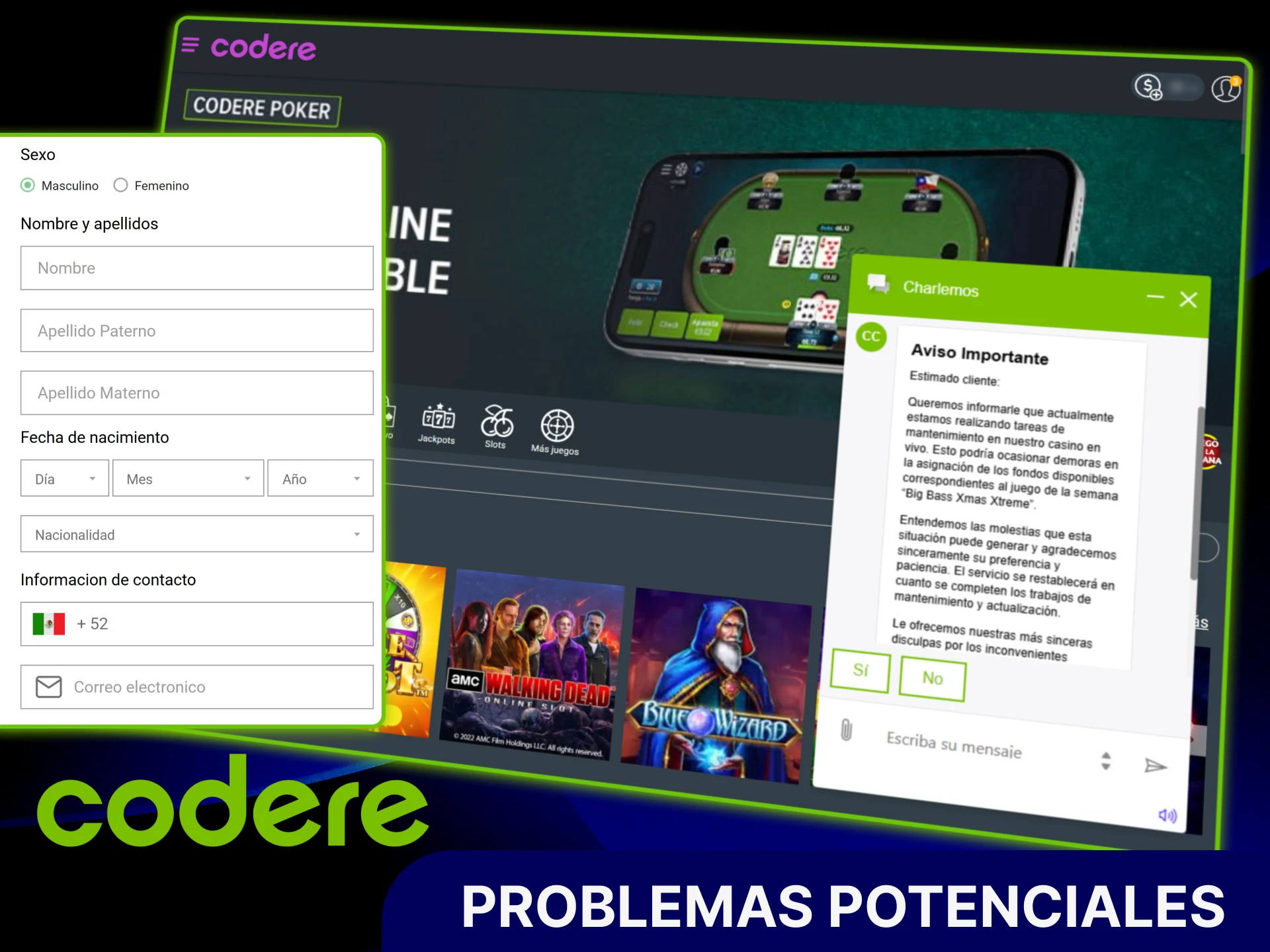 Soluciona problemas comunes al registrar tu cuenta en Codere Casino.