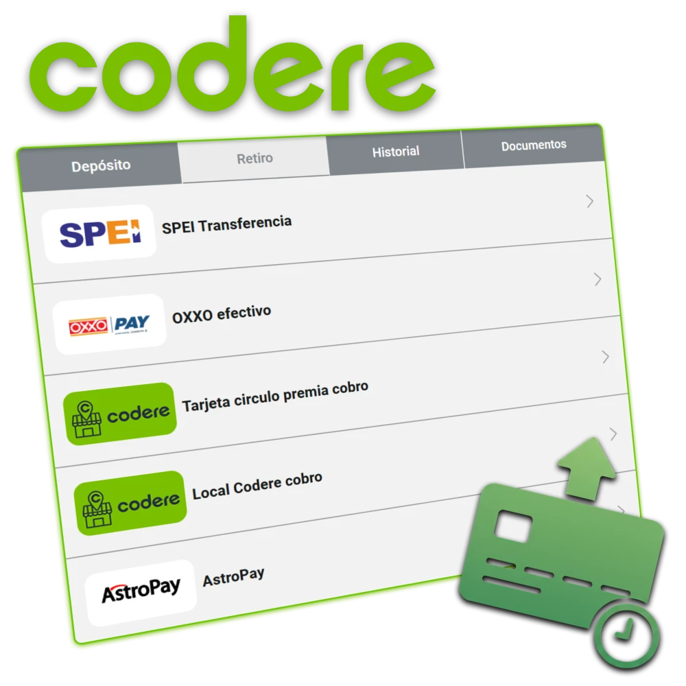 Consulta los métodos de retiro tiempos y límites en el sitio oficial de Codere Casino México.