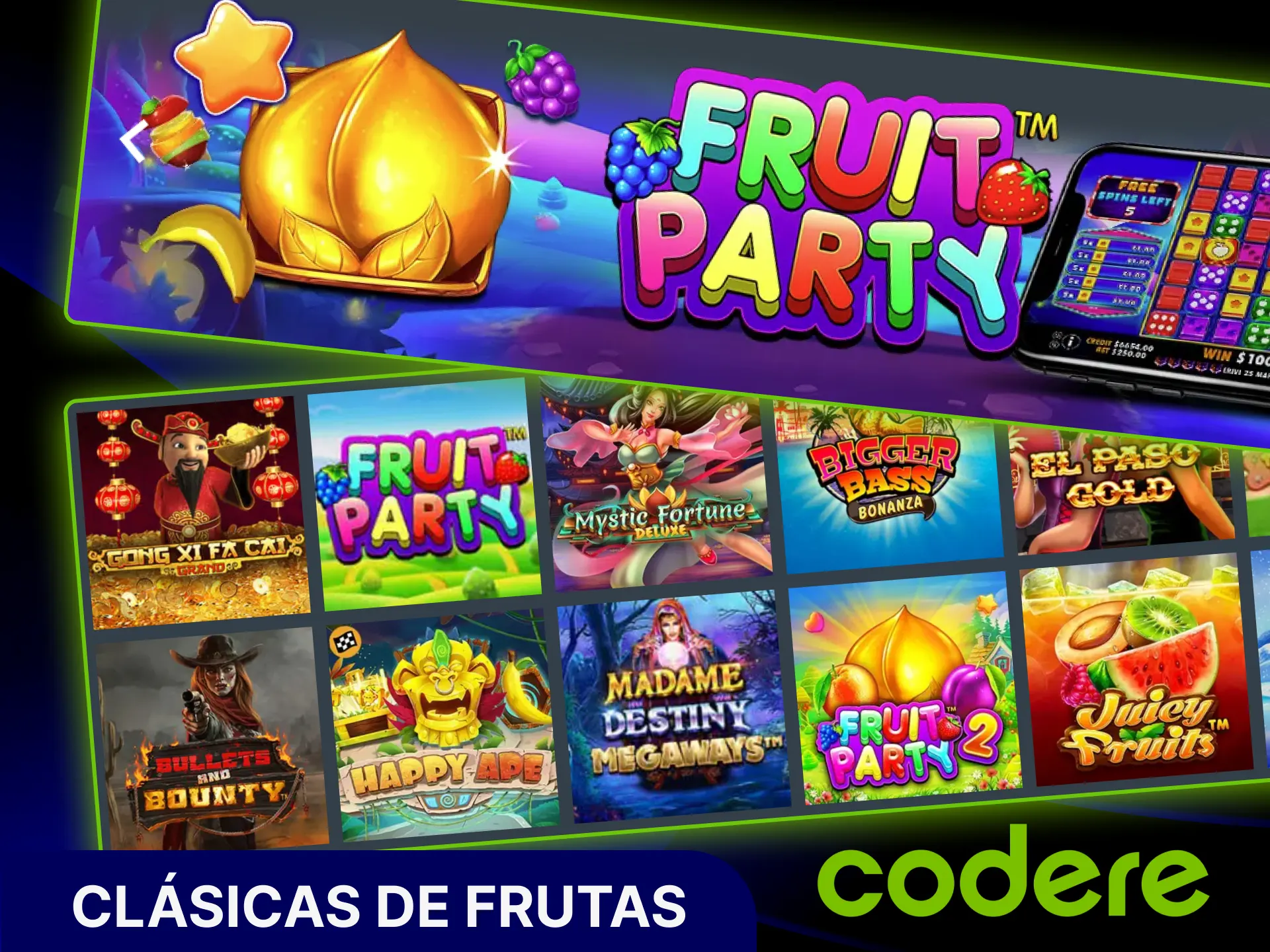 Disfruta de las clásicas tragamonedas de frutas en el sitio oficial de Codere Casino.