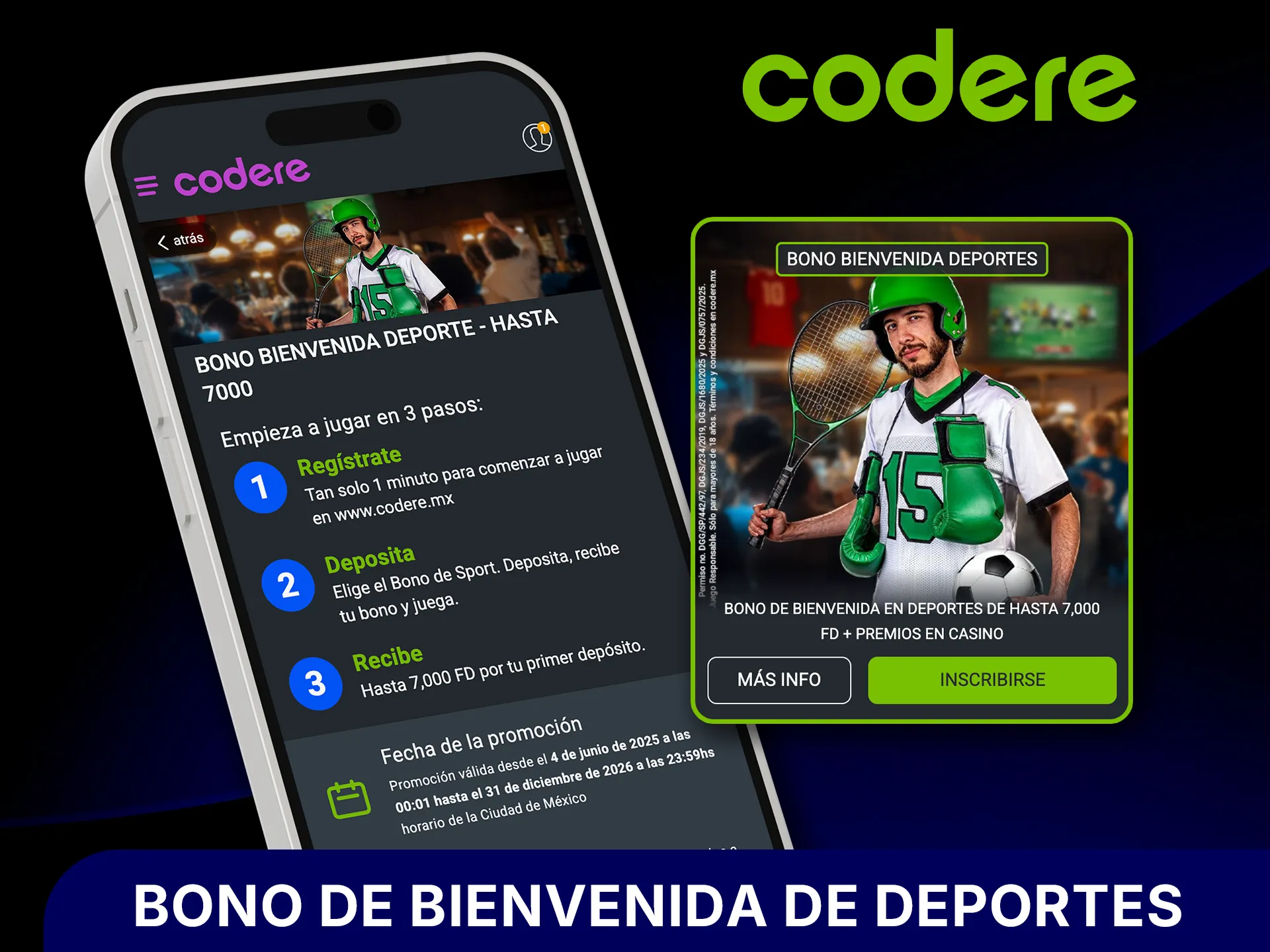 Activa el bono deportivo de Codere y comienza a apostar hoy.