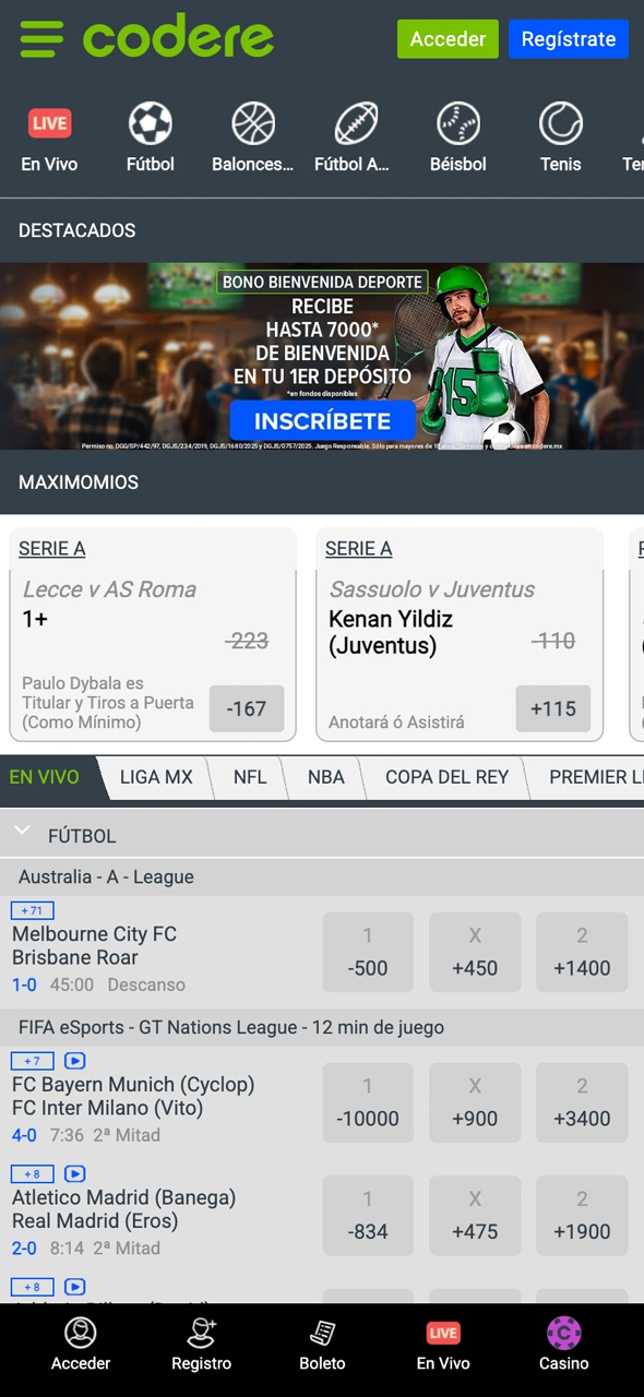 Entra a apuestas deportivas en Codere y apoya a tu equipo.