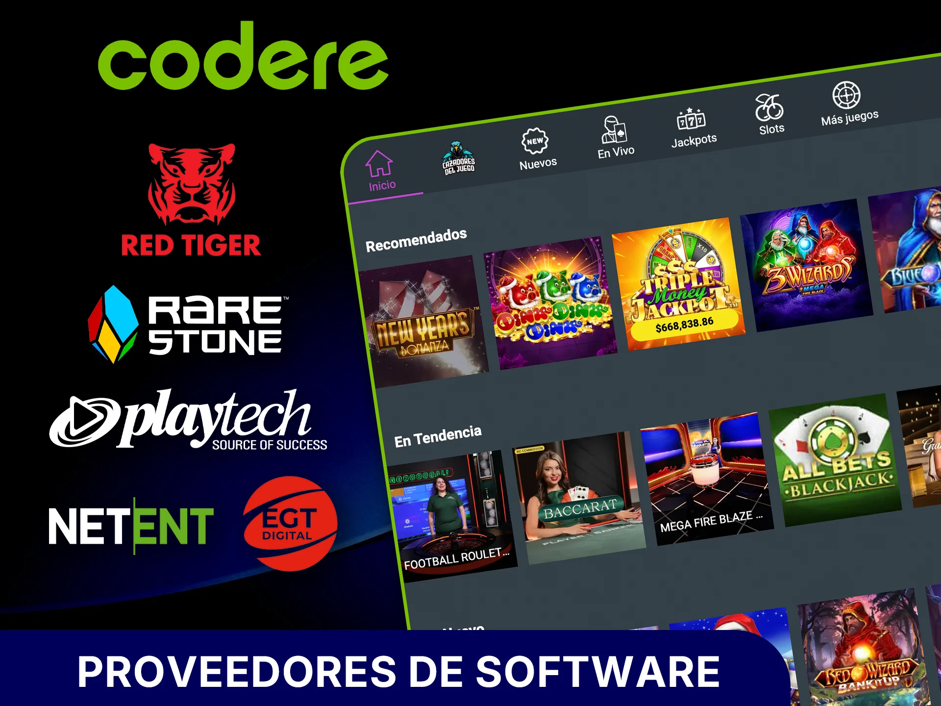 Descubre los proveedores de Codere y elige juegos de alta calidad.