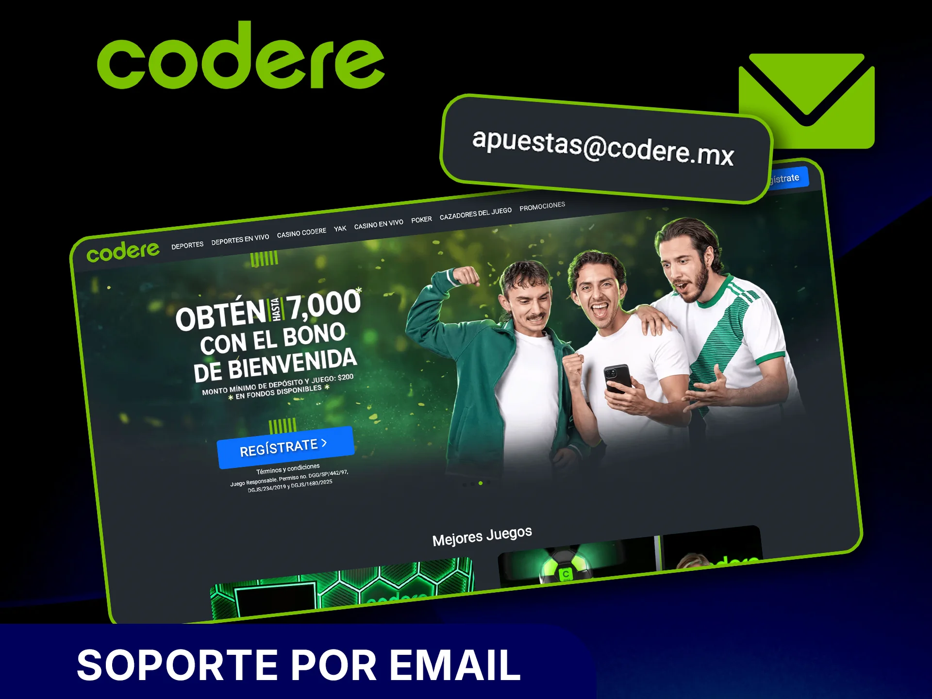 Envía un correo al soporte de Codere y resuelve tus dudas.