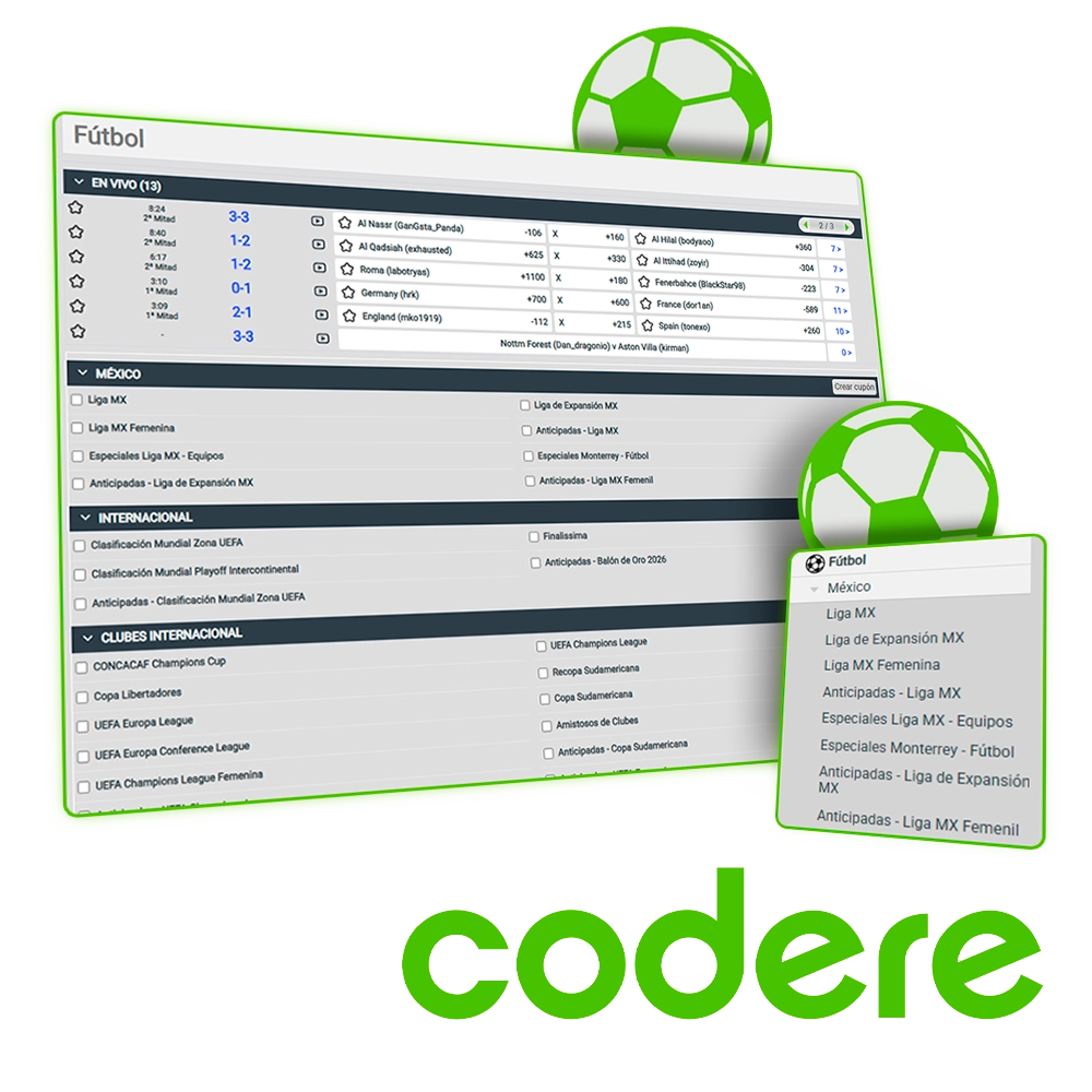 Apuestas de fútbol en vivo con Codere Casino.