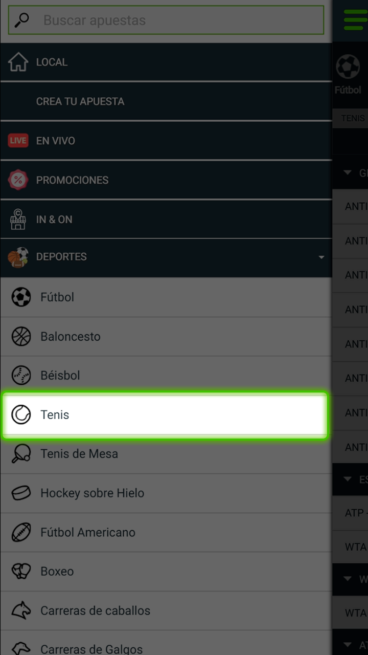 Selección de torneos de tenis disponibles en Codere.