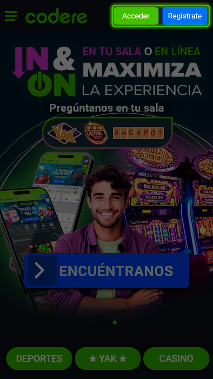 Entra a tu cuenta desde la app Codere.